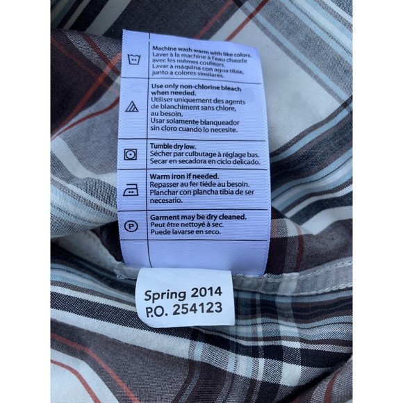 Carhartt Button Up Shirt Mens Medium Cream Brown Plaid Short Sleeve Relaxed Fit - Picture 6 of 10